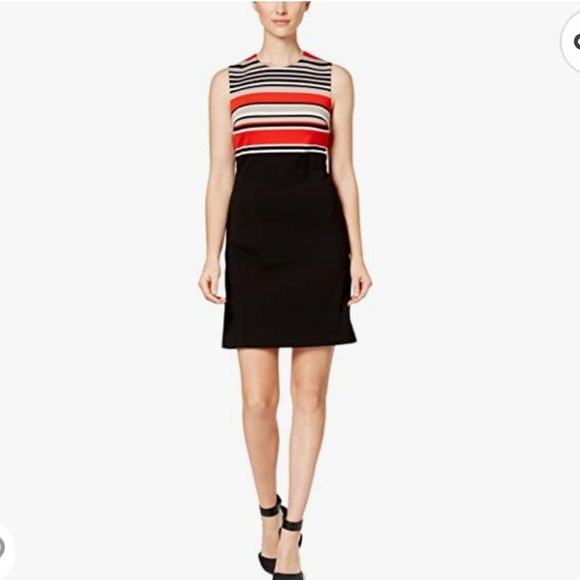 Calvin Klein Sleeveless Sheath Stripe Career Work Office Cocktail Dress 18W - Picture 1 of 8